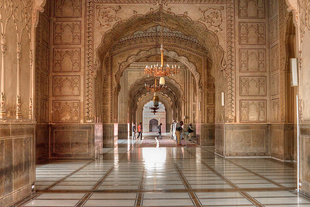The main prayer hall of Badshahi or Emperor's Mosque